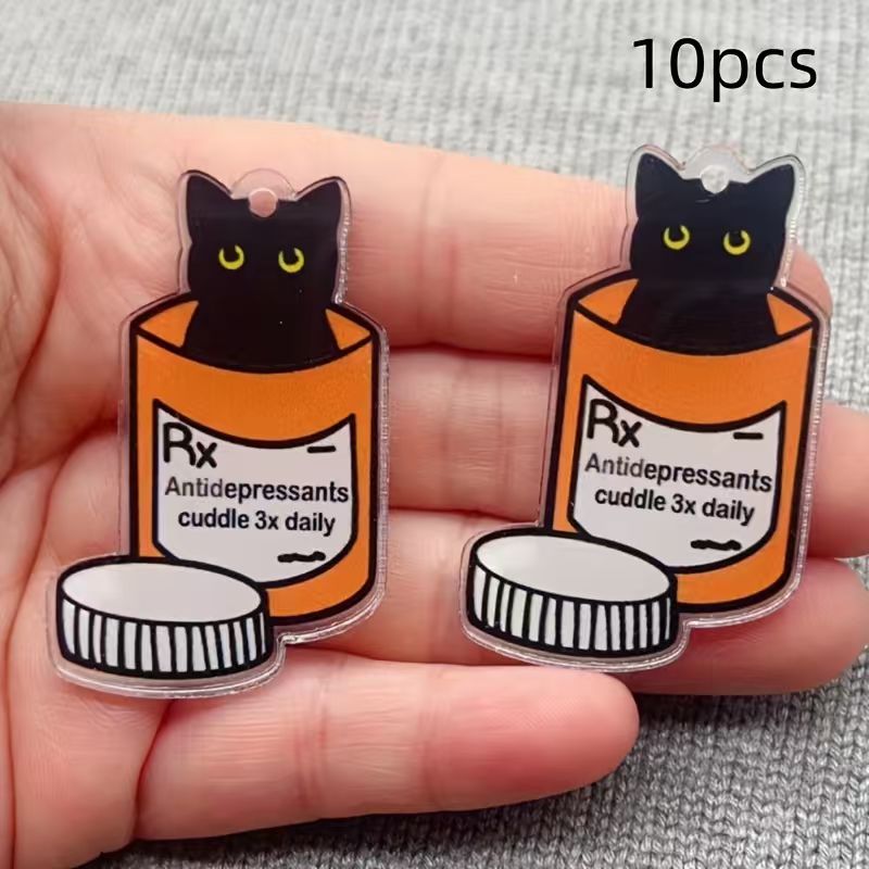 Jewelry Making - Pingente de gato medicinal em acrílico,