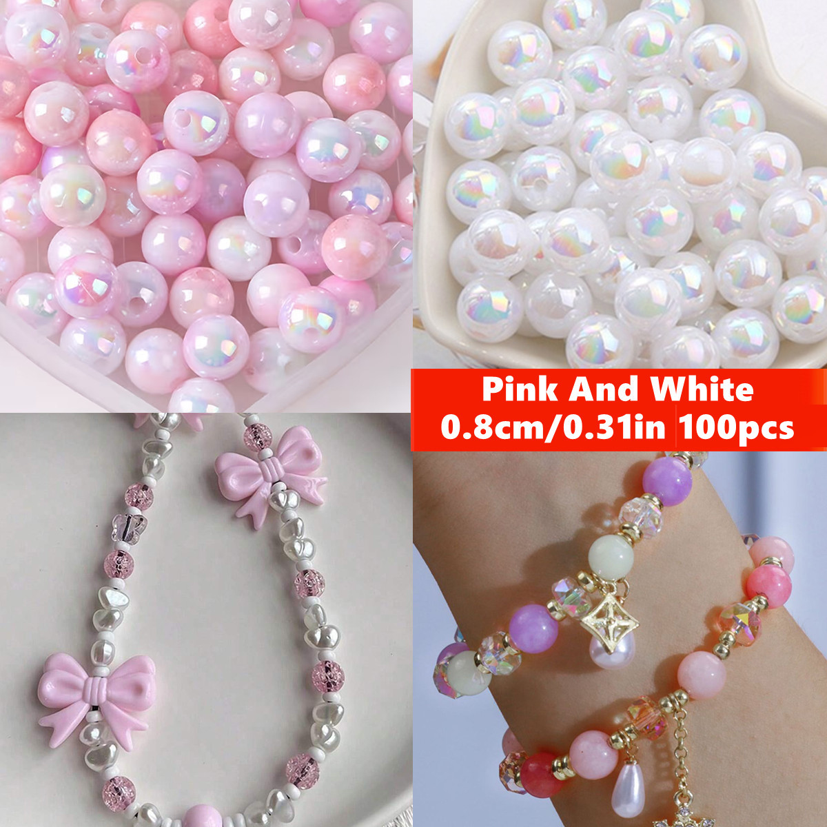 Jewelry Making For Couples - Contas de acrílico de 8mm, 100