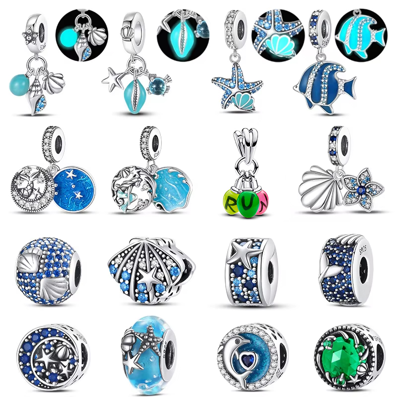 Jewelry Making In La - 925 prata esterlina oceano brilho peixe