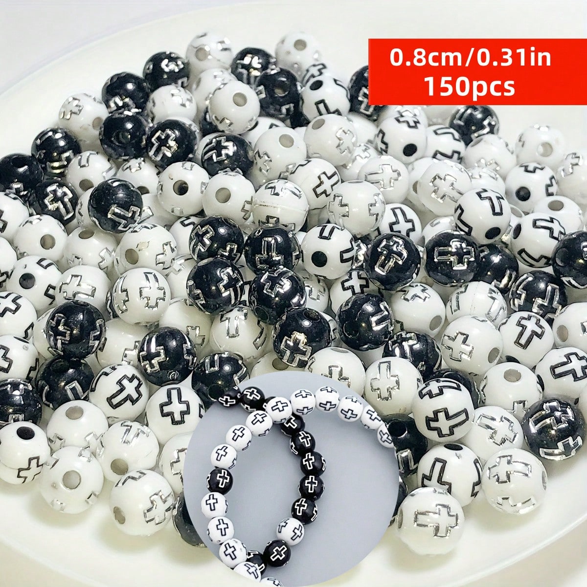 Contas Cruzadas Pretas e Branc - Jewelry Making Business avaliação e preço